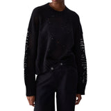 Maglia donna con perline e traforature