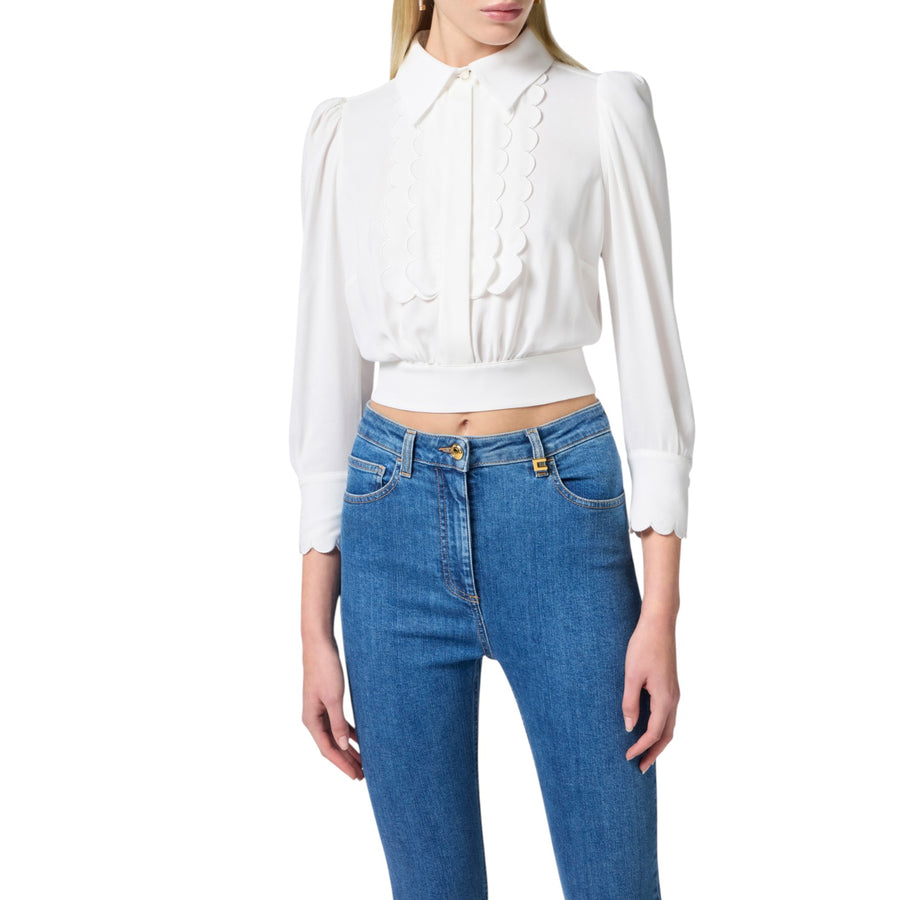 Camicia donna in viscosa con smerlo ricamato