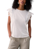 T-shirt donna con dettagli macramè