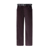 Pantaloni donna cropped in velluto con cintura in pelle