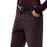 Pantaloni donna cropped in velluto con cintura in pelle