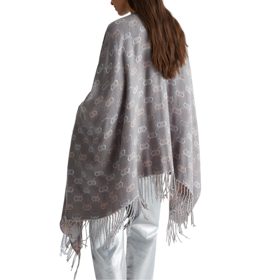 Poncho donna con logo jacquard