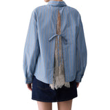 Camicia donna con inserto in pizzo