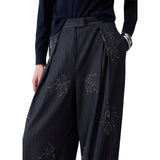 Pantaloni donna palazzo con ricami gioiello