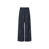 Pantaloni donna palazzo con ricami gioiello