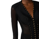 Giacca donna bustier in tessuto bielastico e tulle