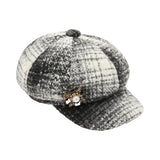 Cappello donna check con spilla