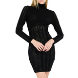 Abito donna corto in maglia traforata