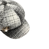Cappello donna check con spilla