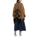 Poncho donna con logo e frange