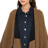 Poncho donna con logo e frange