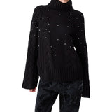 Dolcevita donna a trecce con strass