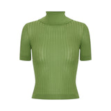 Top donna in maglia con trasparenze