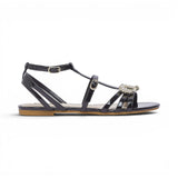 Sandali donna in vernice con logo gioiello