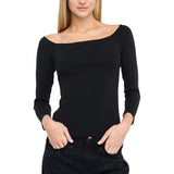 T-shirt donna con scollo bardot