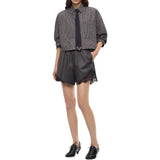 Camicia donna cropped a quadretti con cravatta