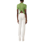 Top donna in maglia con trasparenze