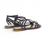 Sandali donna in vernice con logo gioiello