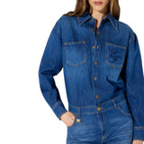 Tuta donna in denim con lucchetto gioiello