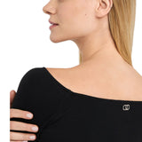 T-shirt donna con scollo bardot