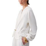 Felpa donna in scuba con zip e cappuccio