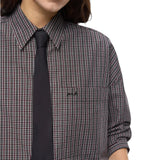 Camicia donna cropped a quadretti con cravatta