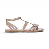 Sandali donna in vernice con logo gioiello