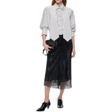 Camicia donna a righe con cravatta