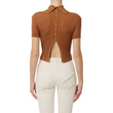 Top donna in maglia con trasparenze