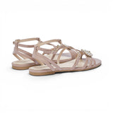 Sandali donna in vernice con logo gioiello
