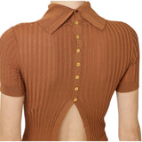 Top donna in maglia con trasparenze