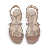 Sandali donna in vernice con logo gioiello