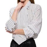 Camicia donna a righe con cravatta