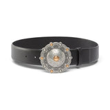 Cintura donna in pelle con medaglione gioiello 4 cm