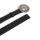 Cintura donna in pelle con medaglione gioiello 4 cm