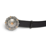 Cintura donna in pelle con medaglione gioiello 4 cm
