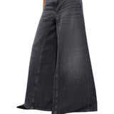 Jeans Donna svasati super wide leg in black denim