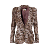 Giacca donna in crêpe con stampa alligatore