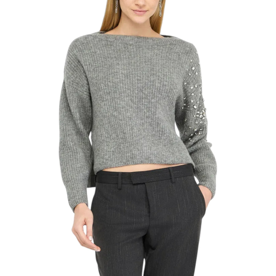 Maglione donna in lana con strass