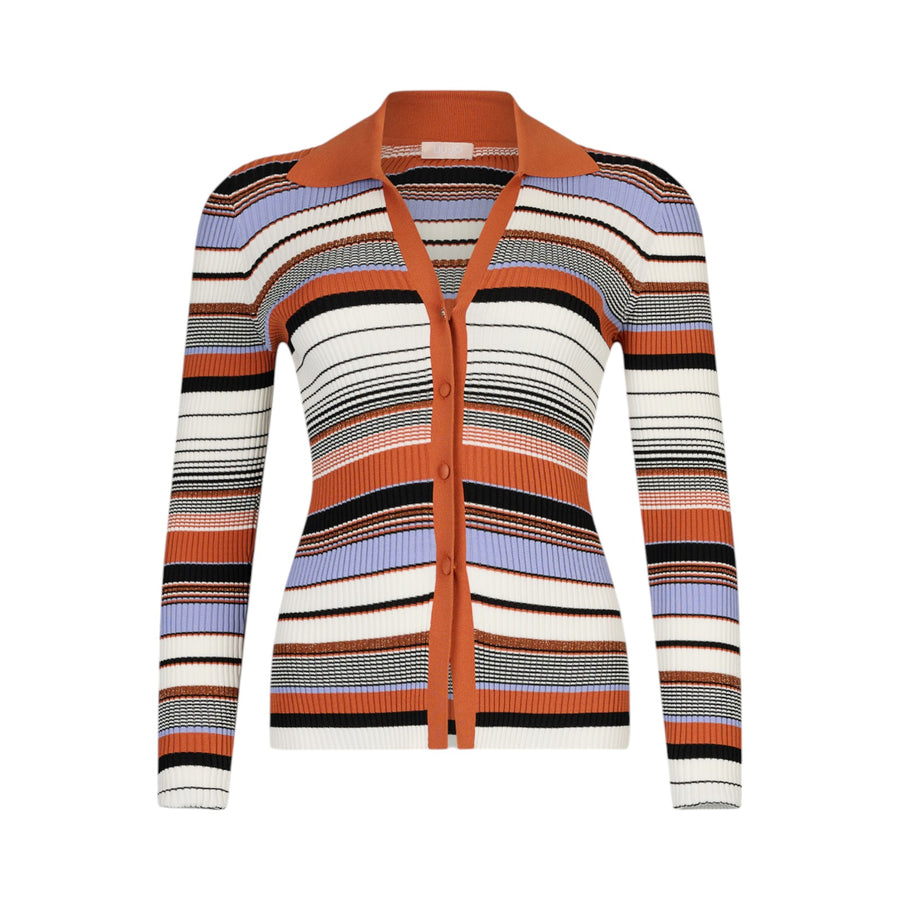 Cardigan donna in maglia a righe