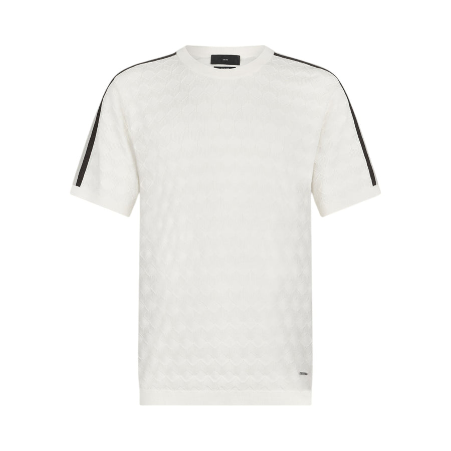 T-shirt bianca jacquard