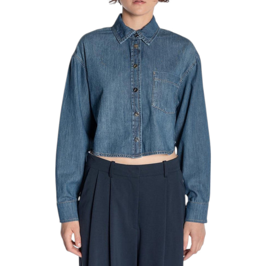 Camicia donna crop in denim