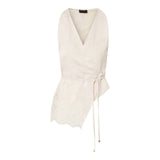 Top donna jacquard con dettagli in pizzo