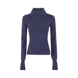 Maglia donna in viscosa stretch con colletto