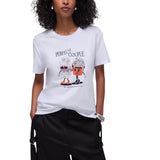 T-shirt donna con stampa e applicazioni