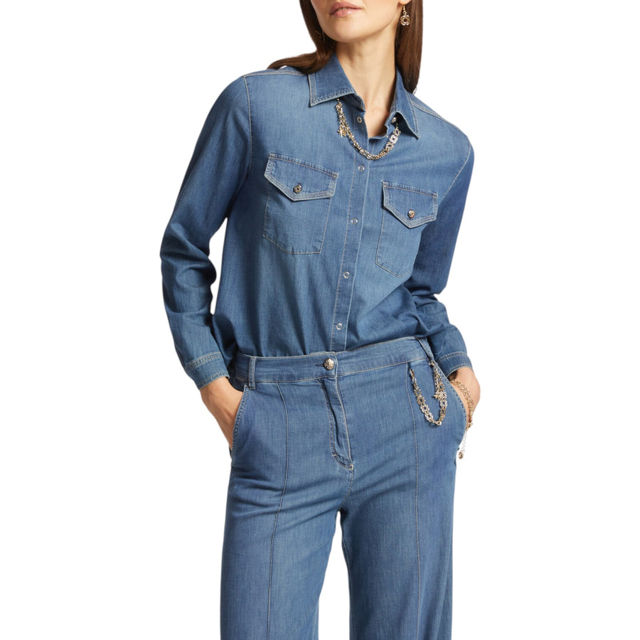 Camicia donna in chambray con collana