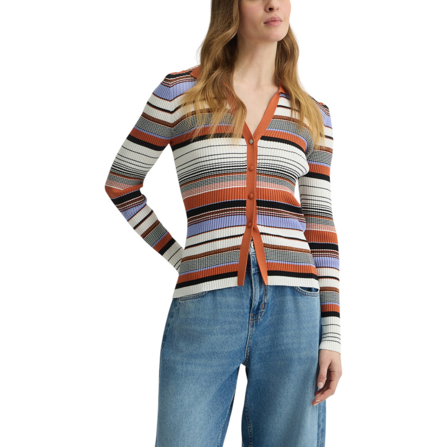 Cardigan donna in maglia a righe