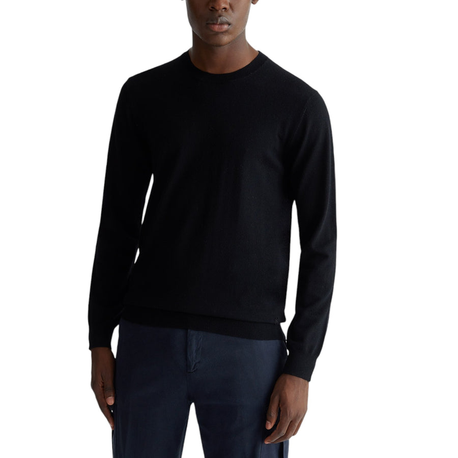 Pullover nero in lana uomo