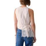 Top donna jacquard con dettagli in pizzo