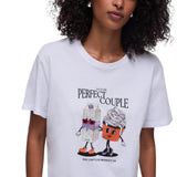 T-shirt donna con stampa e applicazioni